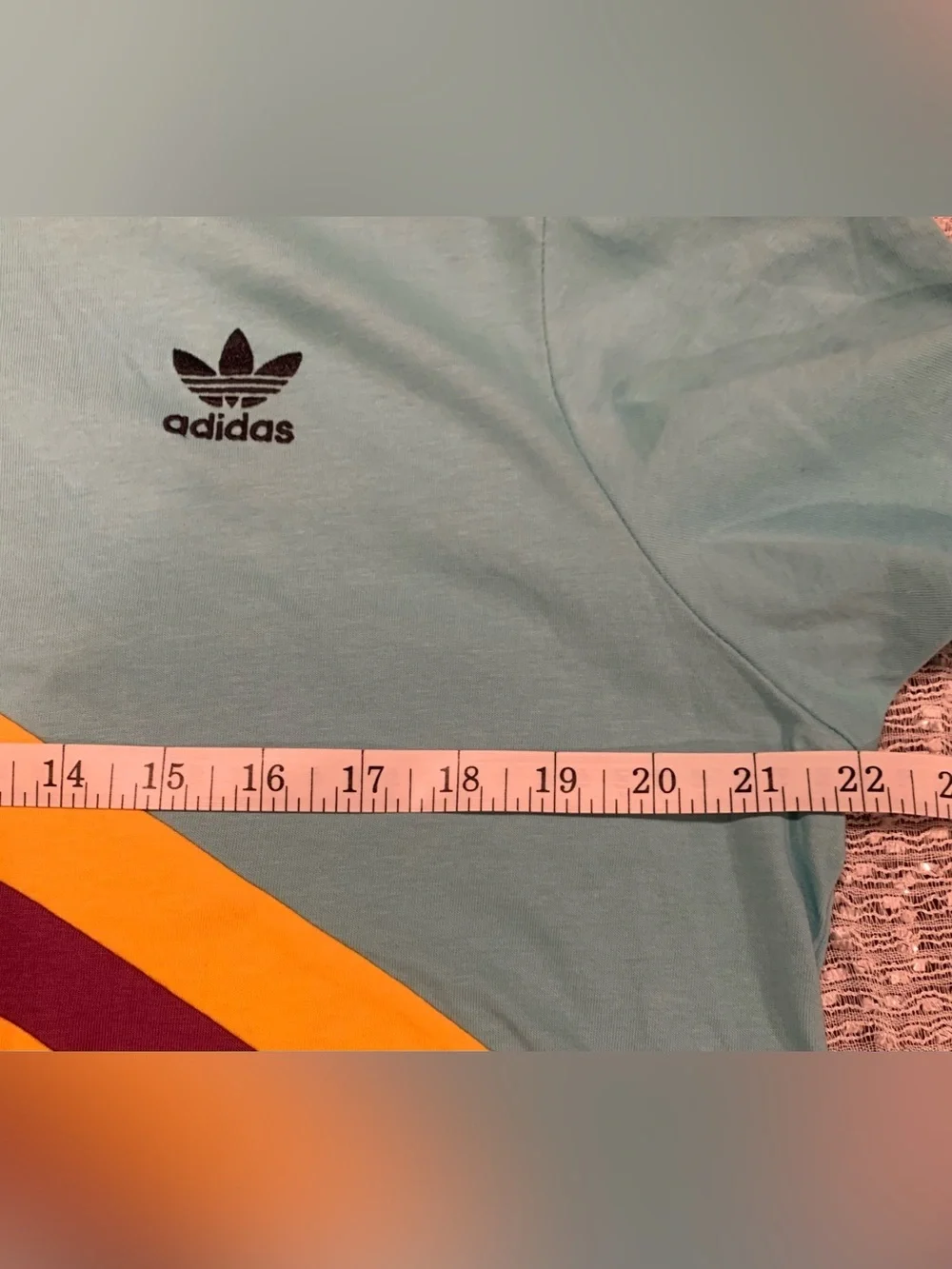 adidas Teal, Purple & Yellow Diagonal Stripe Short Sleeve Tee NWT - L